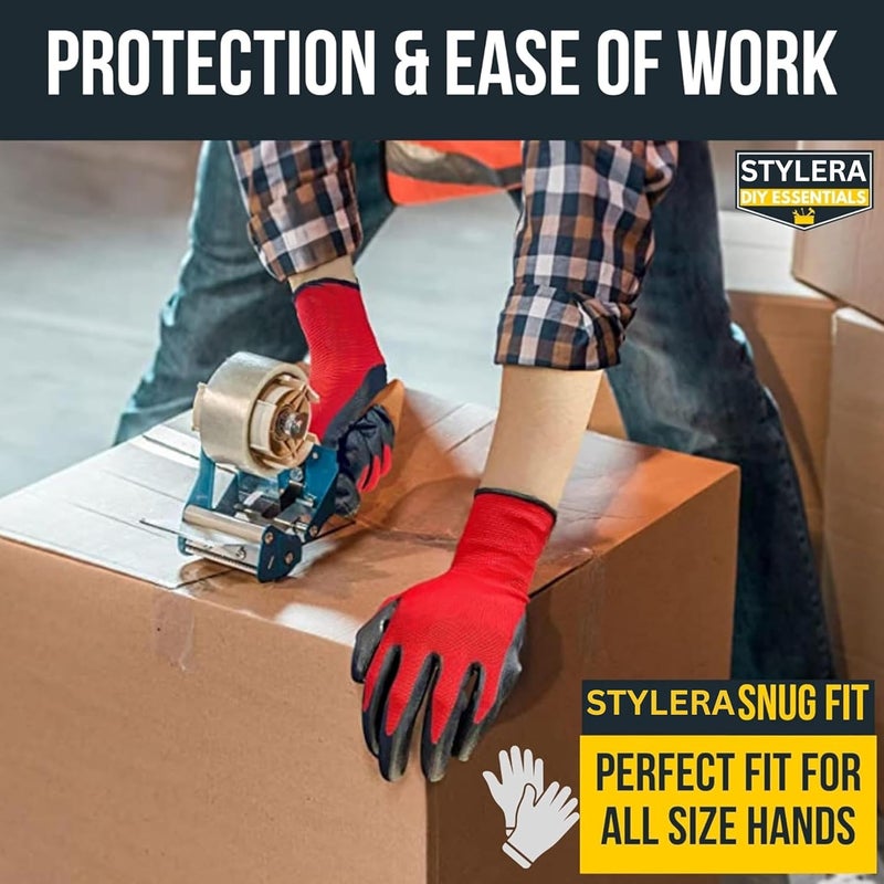 Stylera 5 Pairs Latex Crinkle Coated Safety Gloves for Men Industrial Gloves - Hand Gloves for Men - Gardening Gloves - Working Gloves for Men - Rubber Gloves for Gardening Work - Anti Cut Resistant Gloves - Image 5