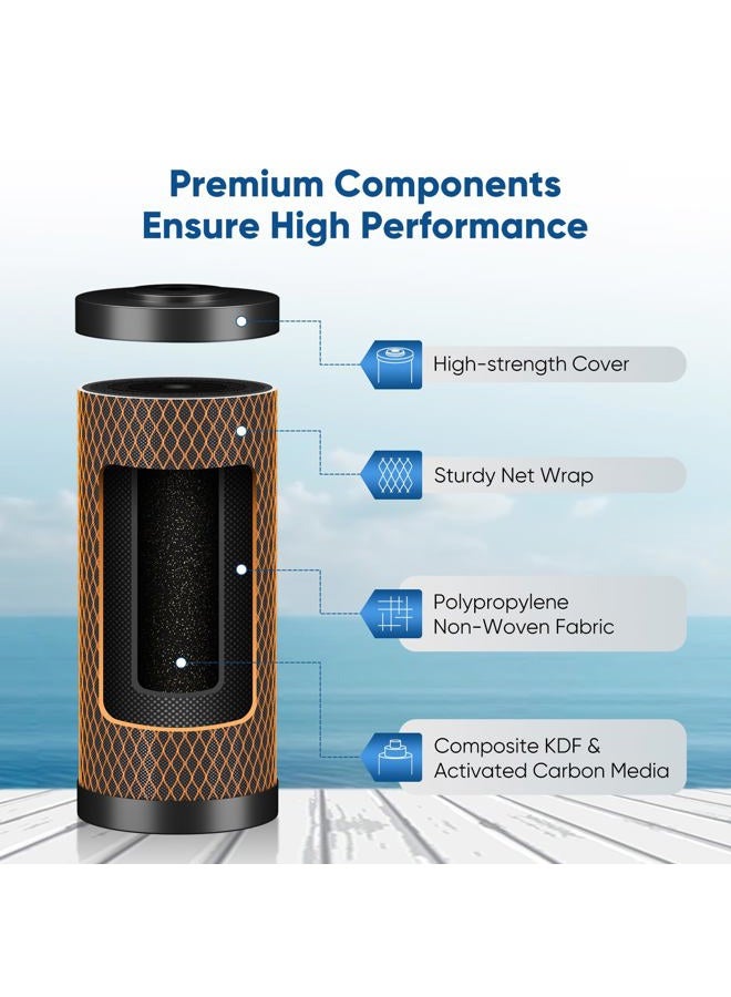 Pure Plus 5 Micron 10" x 4.5" Whole House Coconut Shell Activated Carbon and KDF Water Filter, Heavy Metal Removal Replacement Water Filter, CTO10BB-KDF, 2 PACK - Image 2