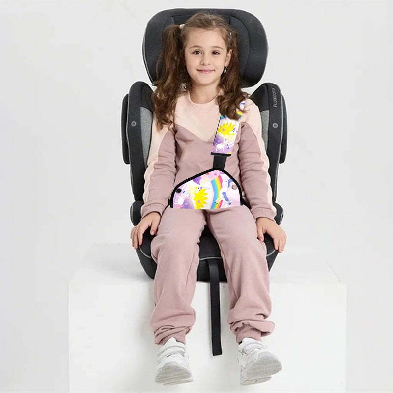 Mokiwala Kid's Shoulder & Belly Protective Padding - Soft Breathable Hypoallergenic Straps Cushion Cover for Booster Seat, Strollers, and High Chairs, Unicorn - Image 2