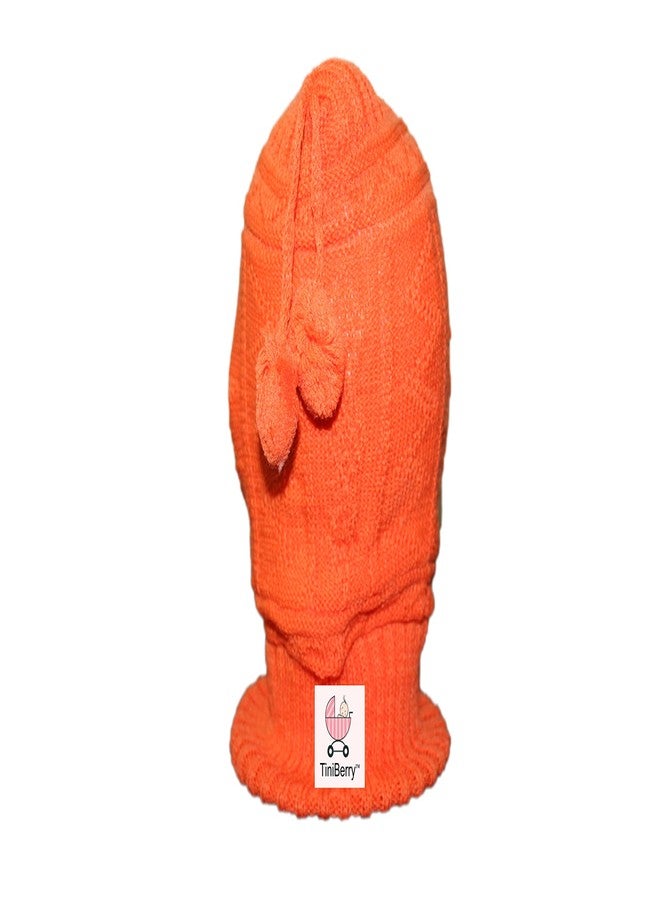 TiniBerry Baby Boy's & Baby Girl's Woolen Monkey Cap (18-24 Months, Orange) - Image 3