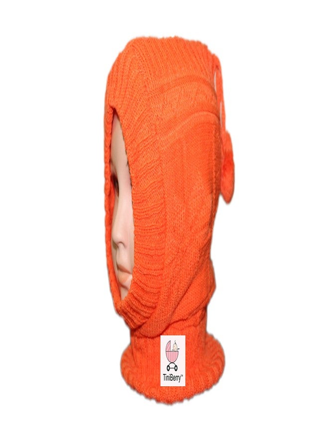 TiniBerry Baby Boy's & Baby Girl's Woolen Monkey Cap (18-24 Months, Orange) - Image 2