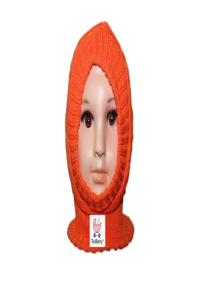 TiniBerry Baby Boy's & Baby Girl's Woolen Monkey Cap (18-24 Months, Orange) - Image 1