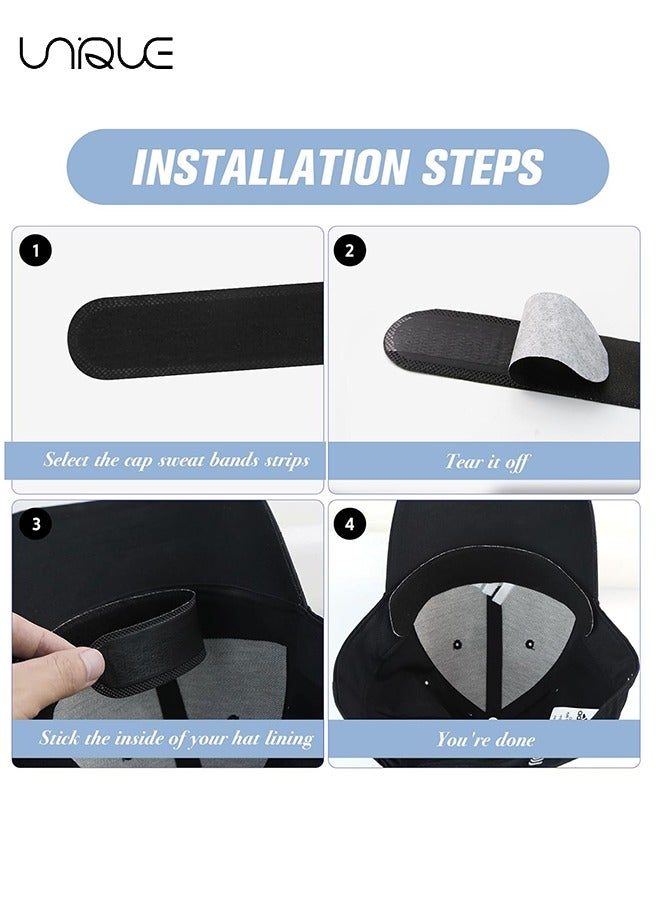 Unique 20 Pcs Black Hat Sweat Protector Sweat Pads Hat Cleaner Disposable Collar Protector Sweat Pads Neck Liner Pads Hat Sweat Pad Prevent Sweat Stains Stay Dry - Image 5