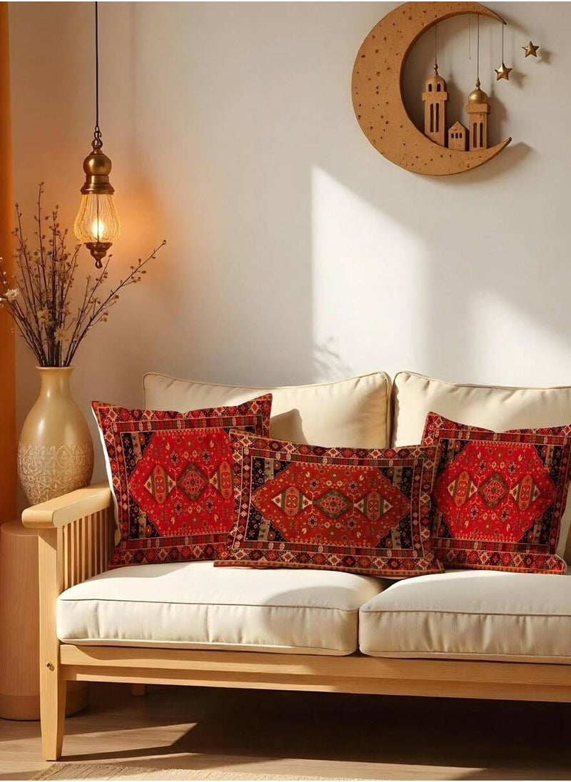 Generic 2pcs 17.7*17.7inch/45X45cm, 11.8*19.7inch/30*50cm, Bohemian Red Black Geometric Polyester Throw Pillow Covers, Bohemian Cushion Covers, Room Decor, Bedroom Decor, Sofa Decor, Pillow Insert Not Inclu  - Image 5