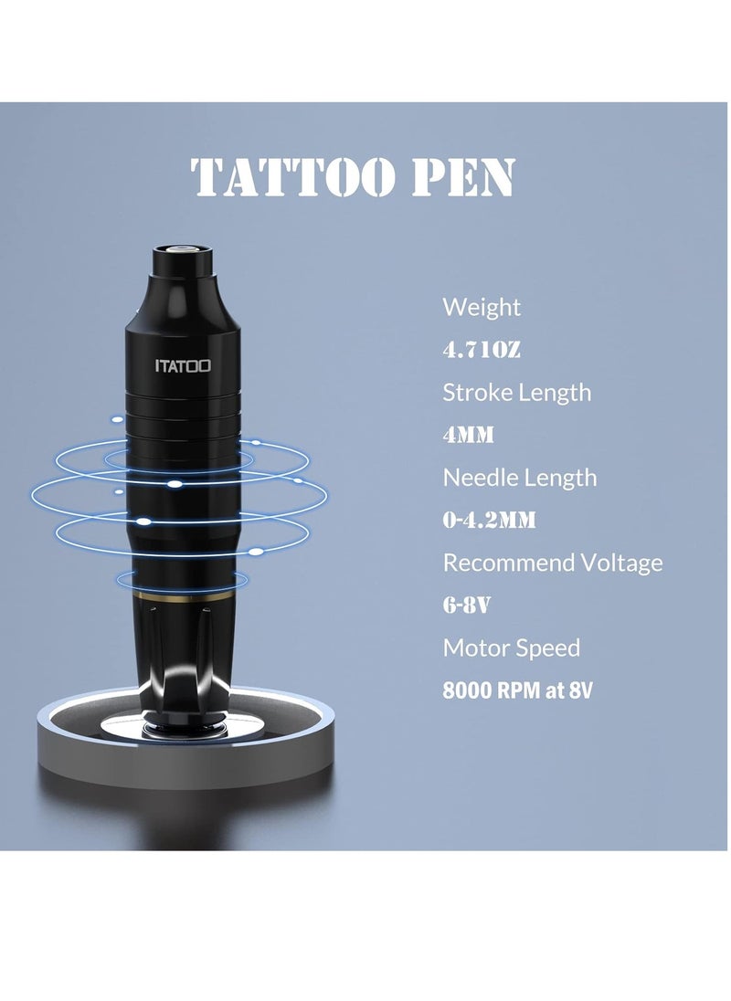 ITATOO - ITATOO Tattoo Gun for Beginners Cartridge Tattoo Machine Kit with Tattoo Inks Power Supply Tattoo Pen Kit WTK164(Black) - Image 1