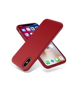 Compatible with iPhone X/iphone XS Case, Liquid Silicone Case, Full Body Protective Cover, Shockproof, Slim Phone Case, Anti-Scratch Soft Microfiber Lining (Dark Red)