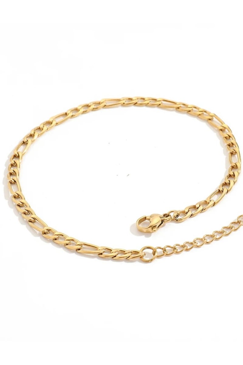 Luxuria Women's Gold Anklet 5mm Figaro Chain, Gold Plated Ankle Bracelet - Image 1