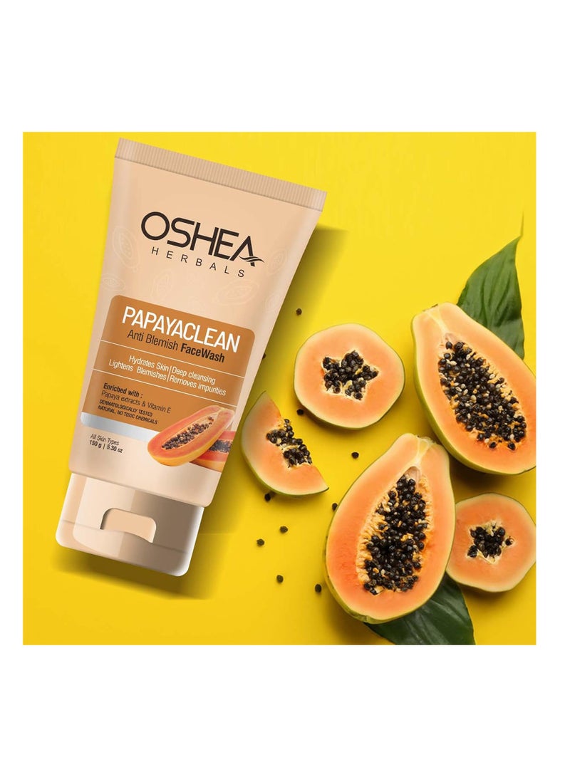 Oshea Herbals Papayaclean Anti Blemishes Face Wash Hydrates Skin Deep Cleansing Lightens Blemish Removes Impurities Enriched with Papaya extracts Vitamin E Pack Of 2 150G Each - Image 4