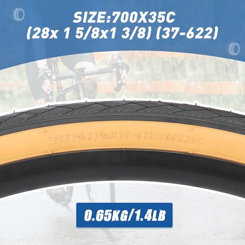 WEEROCK 700C Bike Tire 2 Pack 700 X 35C (37-622) Gravel Bicycle Tires Brown Wall Side with Inner Tube for Road Bicycle Foldable Replacement Tyres - Image 2