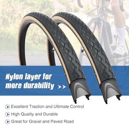WEEROCK 700C Bike Tire 2 Pack 700 X 35C (37-622) Gravel Bicycle Tires Brown Wall Side with Inner Tube for Road Bicycle Foldable Replacement Tyres - Image 5