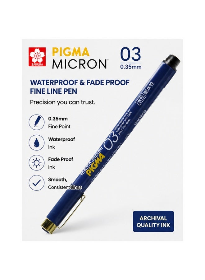 SAKURA Pigma Fineliner Pen ESDK03#49, 0.3 mm, Black, Pigment Ink, 1 pen for journaling - Image 1