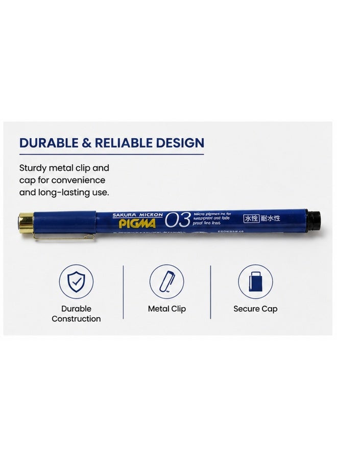 SAKURA Pigma Fineliner Pen ESDK03#49, 0.3 mm, Black, Pigment Ink, 1 pen for journaling - Image 4