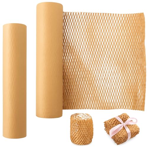 JPPL Honeycomb Paper Roll 390mm x 10 Meters Expands to 16 Meters Brown Eco-Friendly Cushioning Wrap Plastic-Free Alternative for Packing Fragile Items 20 Parcel Packs Durable Protective Packaging - Image 1