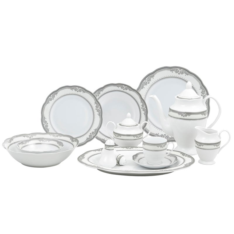 Lorren Home Trends Lorenzo Import Victoria 57Piece Wavy Porcelain Dinnerware Set