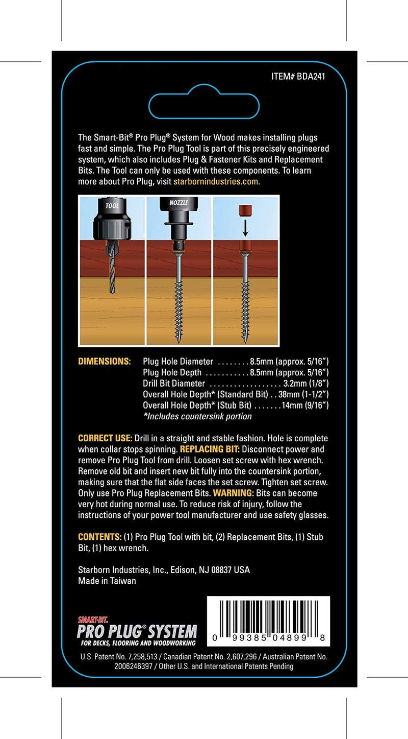 Starborn Industries Smart-Bit Pro Plug System Countersink Drill Bit Tool for Wood Decks, Flooring, and Woodworking - Image 5