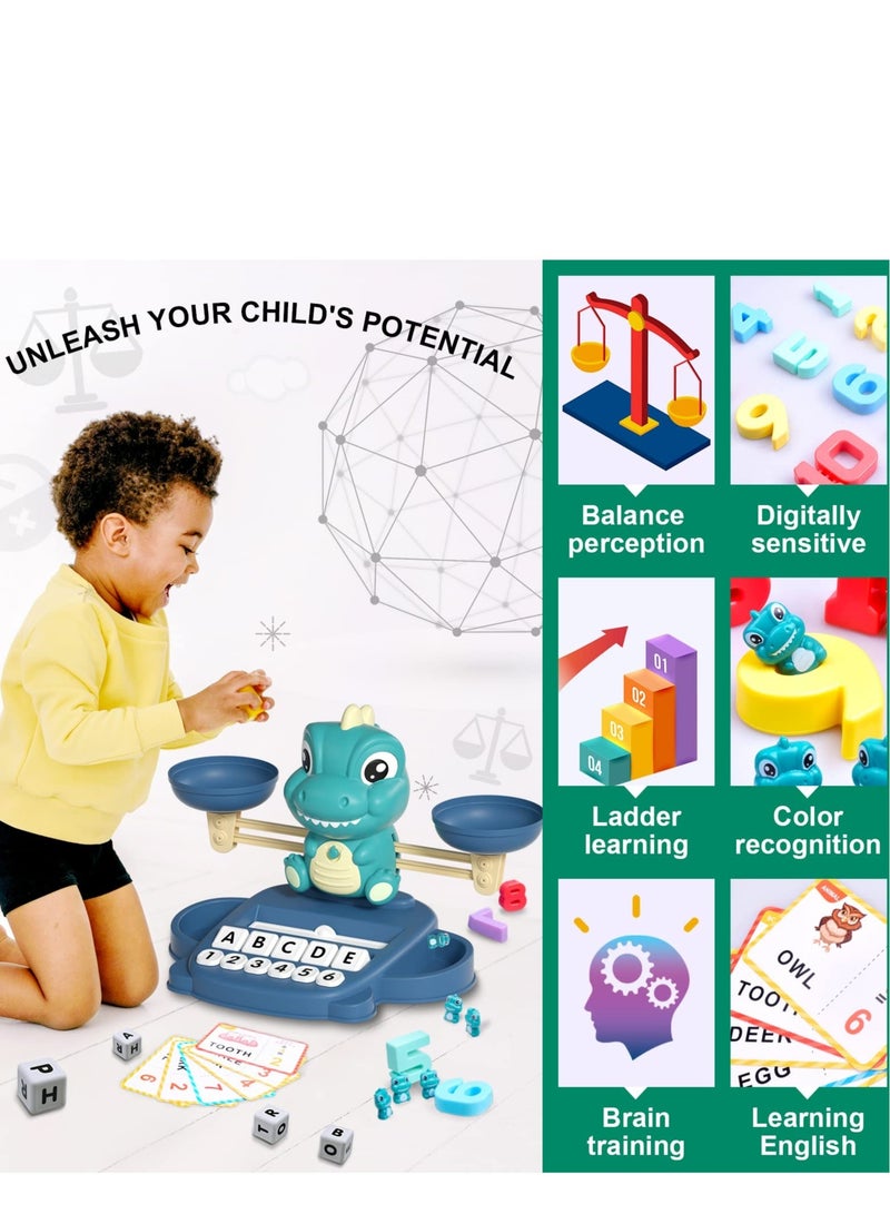 SOLARAE Dinosaur Math Balance Toys, Dinosaur Kindergarten Preschool Learning Activities Math Counting Matching Letter Toys - Toddler Educational Toys for 3 4 5 6 7 Year Olds Boys Birthday Gift Game - Image 5