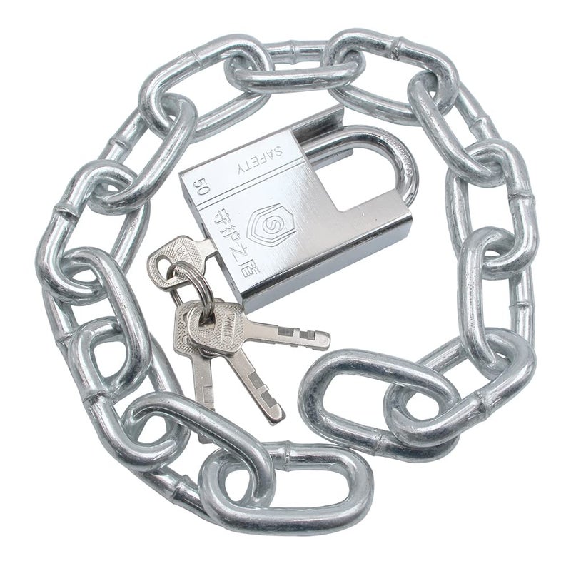 16 FT Security Chain Hardened 8mm Thick with Cut Proof Keyed Padlock Stainless Steel Heavy Duty Chain Lock for Gate Bike Generator Fence Outdoor