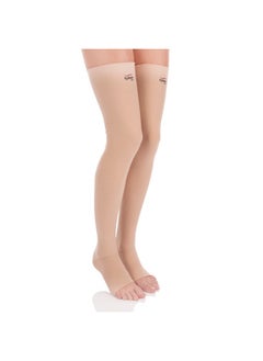 Tynor Tynor Medical Compression Stocking Thigh High Class 2 (Pair) | for Pain Relief, Recovery, Improved Circulation | Open Toe Stocking Set for Men & Women - Pack of 2 (Beige, Large)  - Image 1