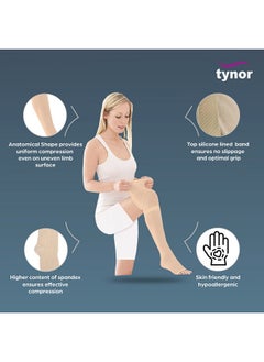 Tynor Tynor Medical Compression Stocking Thigh High Class 2 (Pair) | for Pain Relief, Recovery, Improved Circulation | Open Toe Stocking Set for Men & Women - Pack of 2 (Beige, Large)  - Image 2