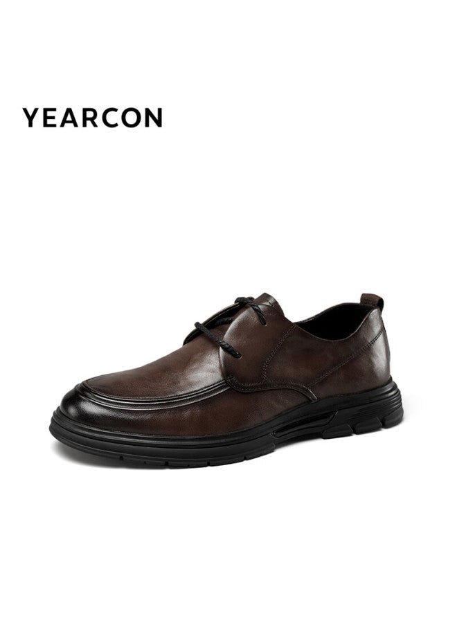 YEARCON Yierkang Men's Spring Business Casual Shoes Lace-up Derby Shoes Office Shoes Wedding Shoes 54281w Brown 40 - Image 3