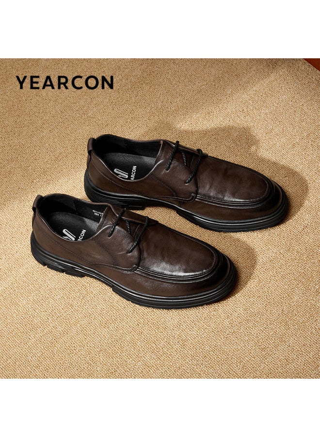 YEARCON Yierkang Men's Spring Business Casual Shoes Lace-up Derby Shoes Office Shoes Wedding Shoes 54281w Brown 40 - Image 1