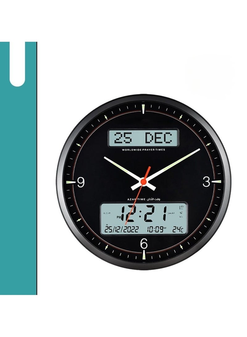 Muslim Wall Prayer Clock with Azan Alarm  With Hijri Calendar HD Display  Multi-Azan Sound Options And 6 Time Worship Reminders.  - Image 5