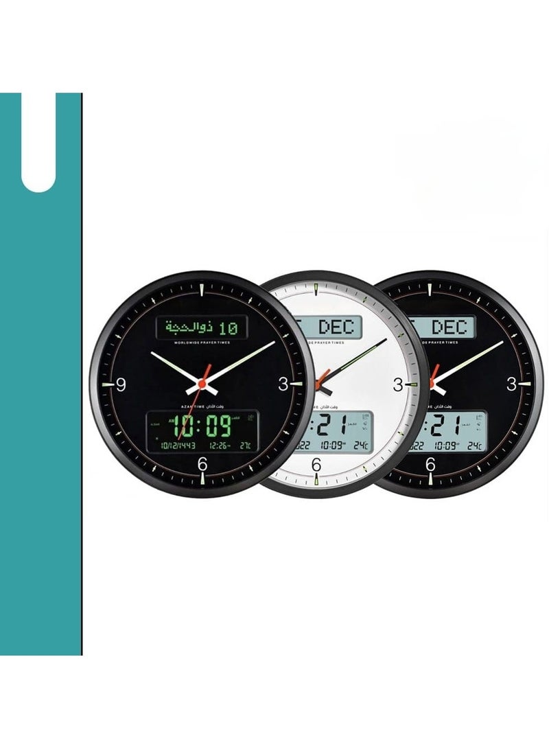 Muslim Wall Prayer Clock with Azan Alarm  With Hijri Calendar HD Display  Multi-Azan Sound Options And 6 Time Worship Reminders.  - Image 3