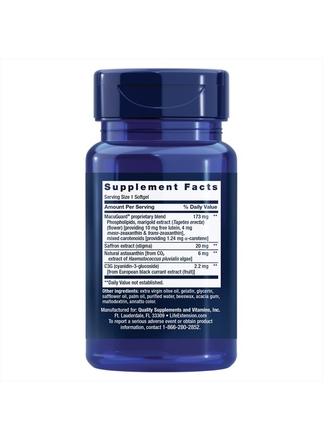 Life Extension مكوجارد دعم العين مع الزعفران والأستازانتين - مع اللوتين، ميزو-زياكسانثين - مكمل صحة العين - مرة واحدة يوميًا، غير معدّل وراثيًا، خالي من الغلوتين - 60 حبة (عبوة من 1) - Image 2