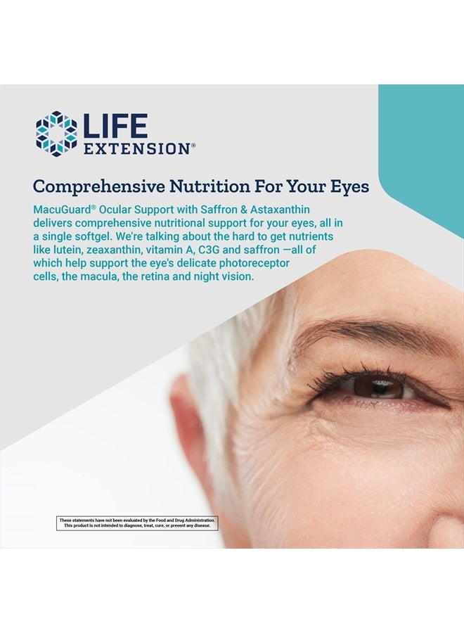 Life Extension مكوجارد دعم العين مع الزعفران والأستازانتين - مع اللوتين، ميزو-زياكسانثين - مكمل صحة العين - مرة واحدة يوميًا، غير معدّل وراثيًا، خالي من الغلوتين - 60 حبة (عبوة من 1) - Image 4