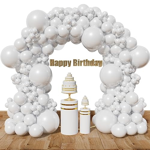 KAWKALSH White Balloon Arch Kit 111Pcs 18 12 5 Inch Latex Party Balloons Garland for Birthday Baby Shower Wedding Engagement Anniversary Christmas Party Decorations - Image 1