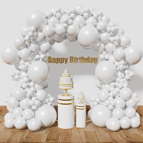 KAWKALSH White Balloon Arch Kit 111Pcs 18 12 5 Inch Latex Party Balloons Garland for Birthday Baby Shower Wedding Engagement Anniversary Christmas Party Decorations - Image 5