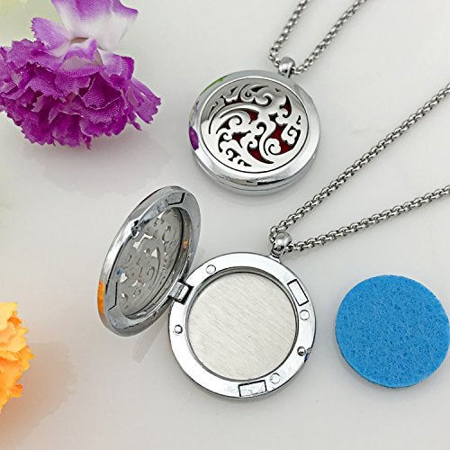 YOUFENG Essential Oil Necklace Diffuser Family Tree of Life Necklace Pendant Aromatherapy Locket 49 Refill Pads (Cloud Diffuser Locket) - Image 4