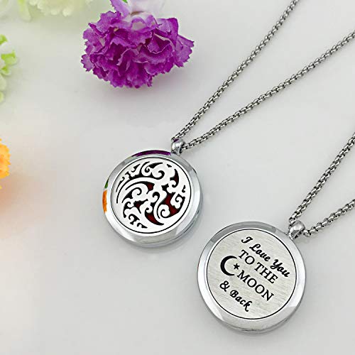 YOUFENG Essential Oil Necklace Diffuser Family Tree of Life Necklace Pendant Aromatherapy Locket 49 Refill Pads (Cloud Diffuser Locket) - Image 3