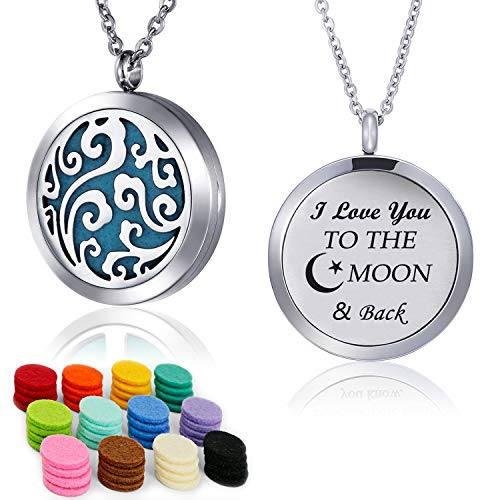 YOUFENG Essential Oil Necklace Diffuser Family Tree of Life Necklace Pendant Aromatherapy Locket 49 Refill Pads (Cloud Diffuser Locket) - Image 1