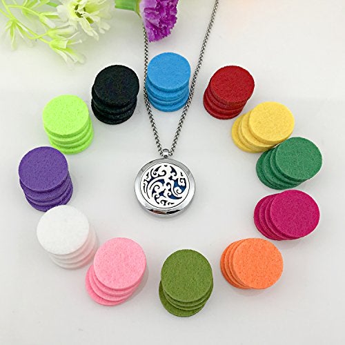YOUFENG Essential Oil Necklace Diffuser Family Tree of Life Necklace Pendant Aromatherapy Locket 49 Refill Pads (Cloud Diffuser Locket) - Image 5