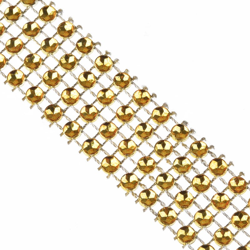 eBoot eBoot 4 Row 10 Yard Acrylic Rhinestone Diamond Ribbon for Wedding Cakes, Birthday Decorations, Baby Shower Events and Arts and Crafts Projects (Gold)  - Image 3
