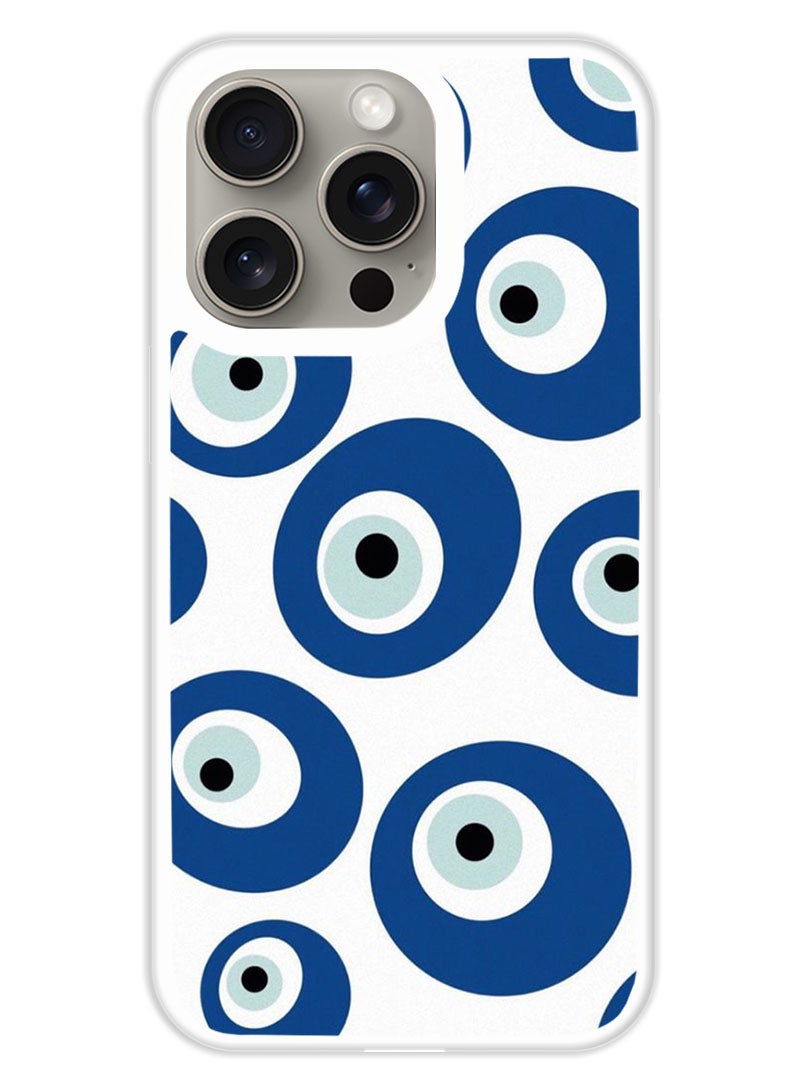 Theodor Protective Case Cover For APPLE IPHONE 15 Pro Evil Eye Nazar (White Bumper) - Image 1