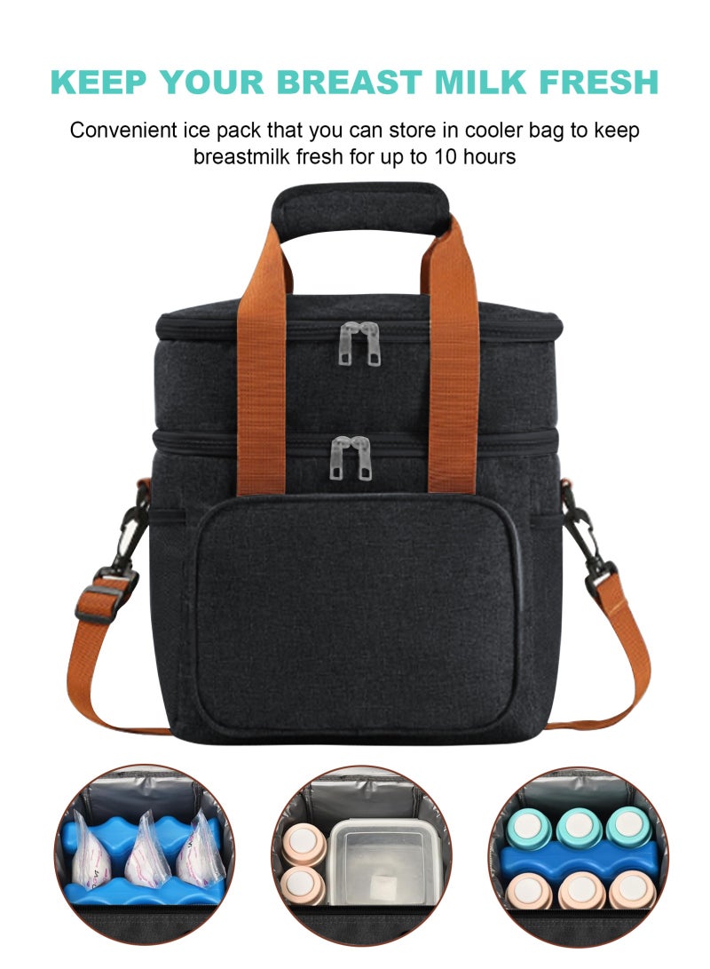 URbazaar Breastmilk Cooler Bag with Ice Pack Fits 6 Baby Bottles Up to 9 Ounce, Insulated Baby Bottle Tote Bags, Double Layer Waterproof Leak-Proof with Shoulder Strap for Nursing &Working Mom  - Image 3