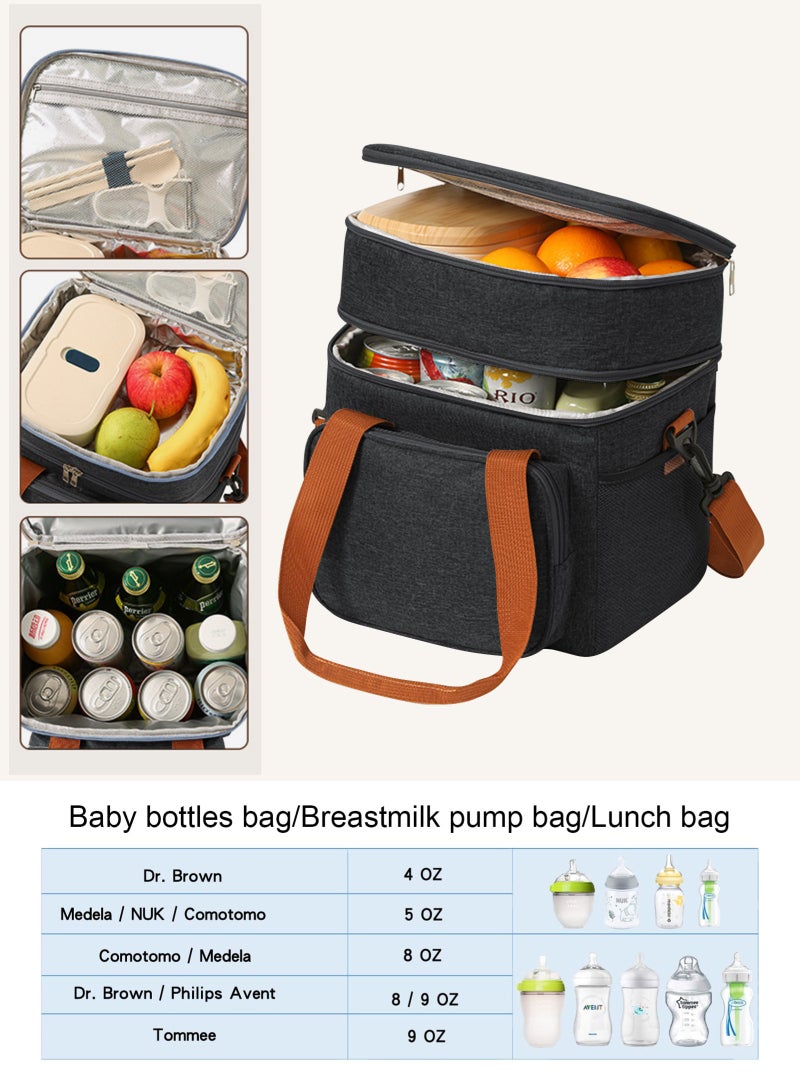 URbazaar Breastmilk Cooler Bag with Ice Pack Fits 6 Baby Bottles Up to 9 Ounce, Insulated Baby Bottle Tote Bags, Double Layer Waterproof Leak-Proof with Shoulder Strap for Nursing &Working Mom  - Image 5