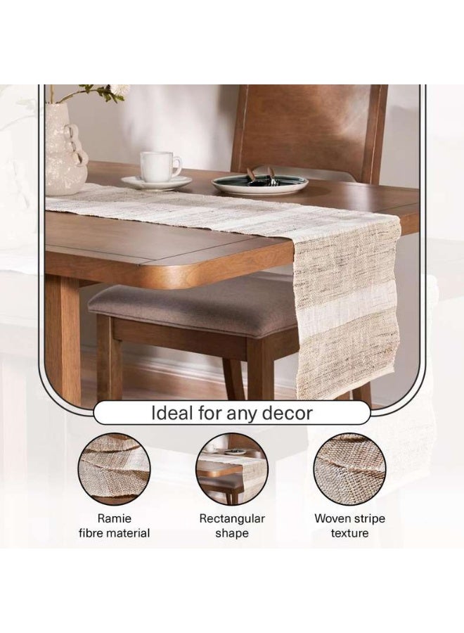 Pan Home عدّاد طاولة من أقمشة الرامي المخططة الطبيعية - Image 4