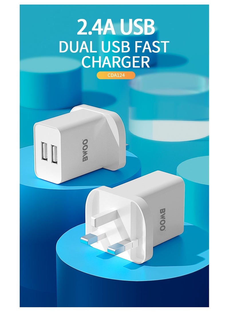 BWOO 2.4A Dual Port Uk Wall Charger - Image 4