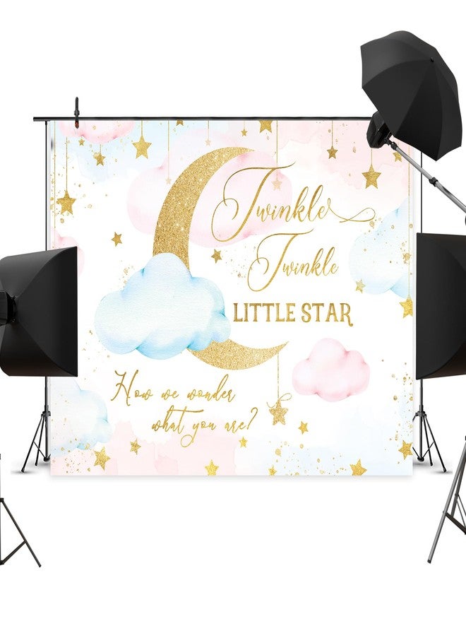 Newsely Twinkle Twinkle Little Star Gender Reveal Backdrop 7Wx5H Photography Boy or Girl How We Wonder What You are Party Background Decorations Pink Blue Clouds Newborn Banner Photo Props Supplies - Image 2