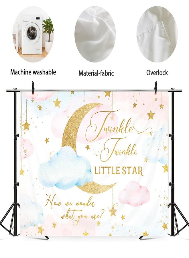 Newsely Twinkle Twinkle Little Star Gender Reveal Backdrop 7Wx5H Photography Boy or Girl How We Wonder What You are Party Background Decorations Pink Blue Clouds Newborn Banner Photo Props Supplies - Image 5