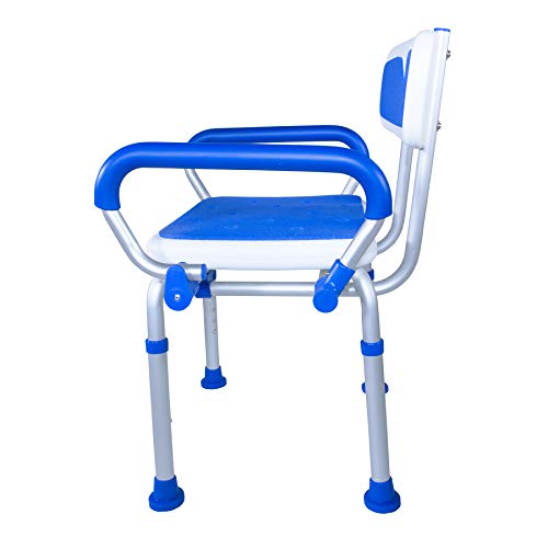 PCP Shower Safety Chair Bath Bench With Backrest Swing Arms Adjustable Height Medical Senior Support Foam Padded - Image 5