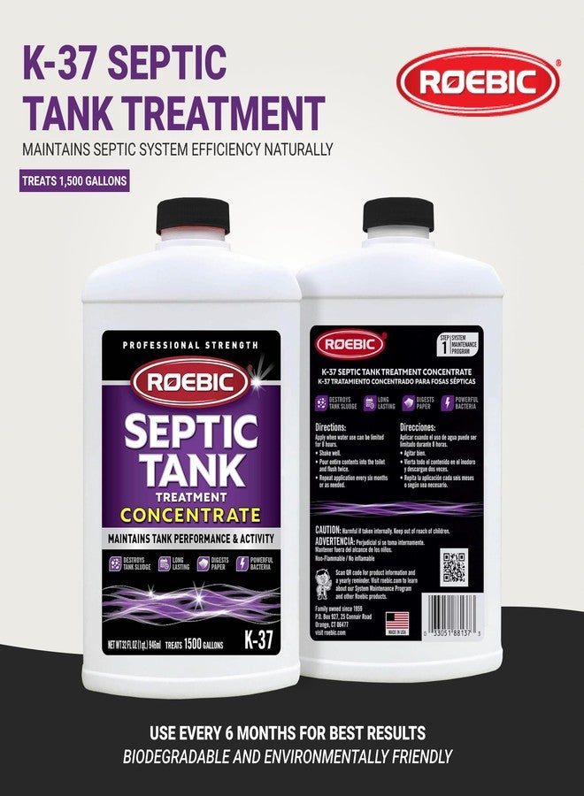 Roebic K-37-Q-C1500-4 Septic Tank Treatment: 32 oz, 16 oz Concentrate, Safe for All Plumbing Systems, Colorless Formula - Image 2