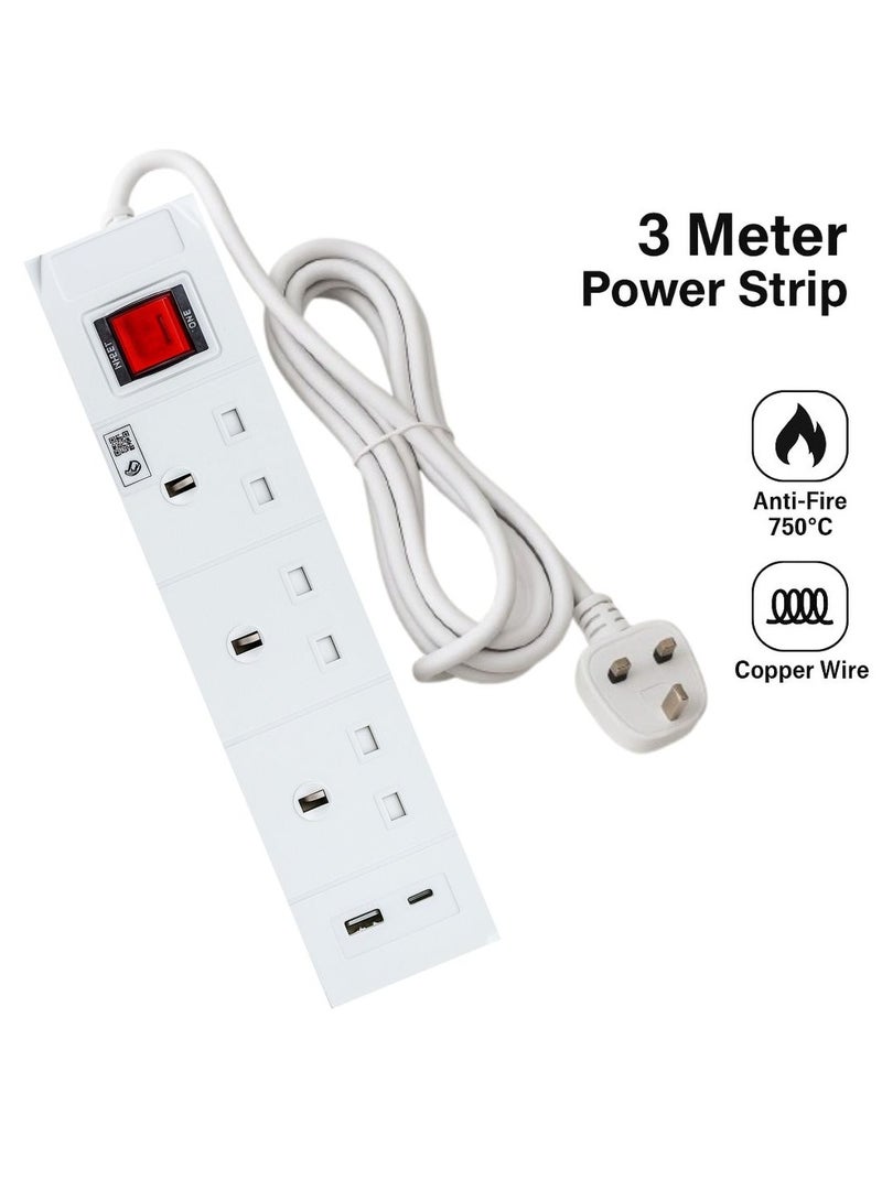 Hi Max Multiple Cord Extension Set with USB Charging Port – 3m Cable, 2990W, Overload Protection, Anti-Fire 750°C, All-Copper Wire, SASO Certified - Image 2