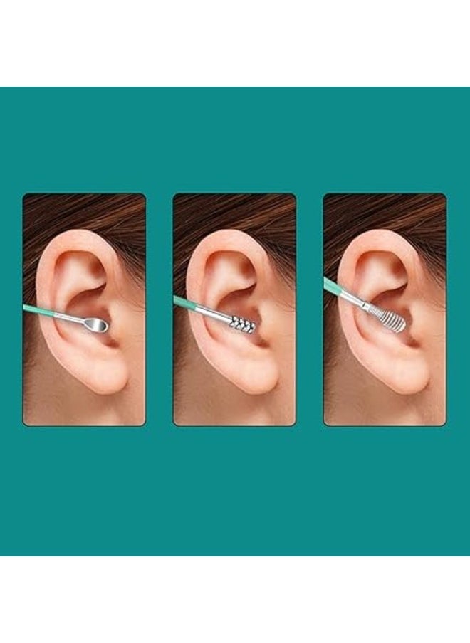 Generic 6Pcs Ear Wax Removal Tool Polished For Ear Care With Leather Bag Men Women Blue  - Image 3