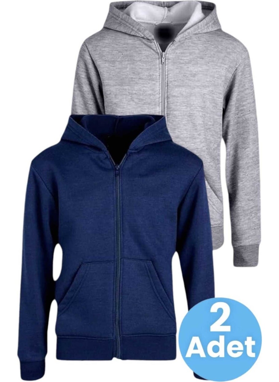 Tezzgelsin - Kids Cotton Hooded Zippered Sweatshirt 2 Piece Set - Image 1