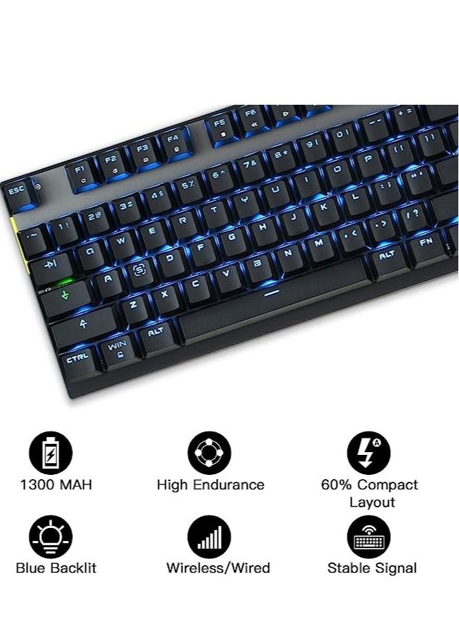 Motospeed - Motospeed 2.4GHz Wireless/USB Wired Mechanical Keyboard GK82 87Keys Led Backlit Red Switches Type-C Gaming Keyboard for Gaming and Typing,Compatible for Mac/PC/Laptop(Black) - Image 1