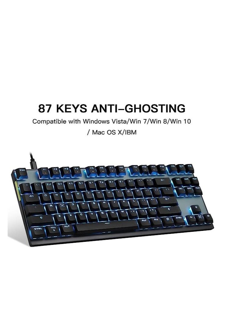 Motospeed - Motospeed 2.4GHz Wireless/USB Wired Mechanical Keyboard GK82 87Keys Led Backlit Red Switches Type-C Gaming Keyboard for Gaming and Typing,Compatible for Mac/PC/Laptop(Black) - Image 1